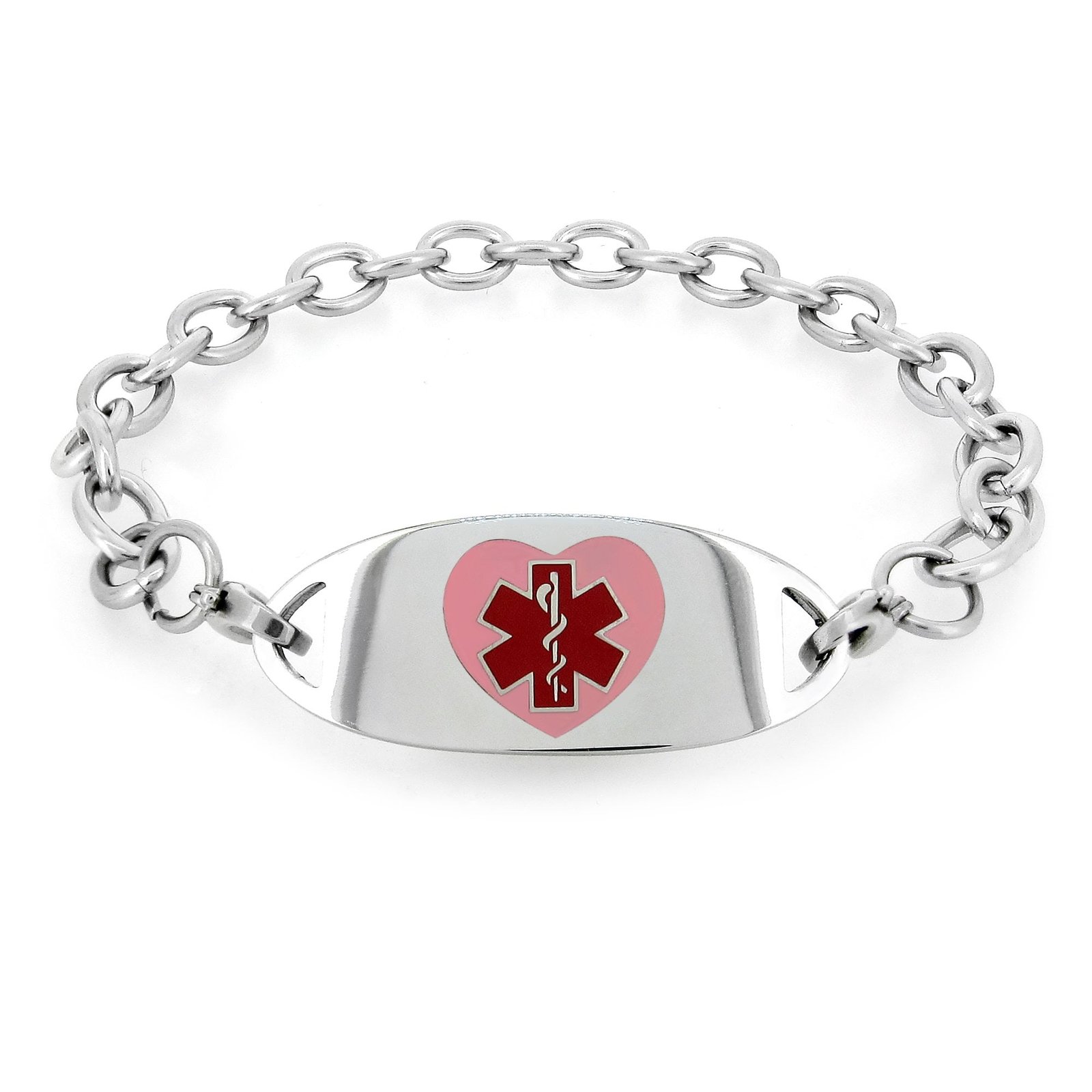 Sterling Silver Round Enameled Medical Identification Emergency Charm