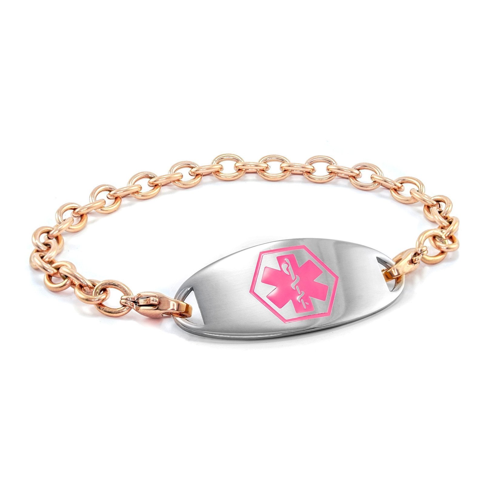 Small Link Medical Alert Bracelet in Rose Gold 5mm (MBRSR