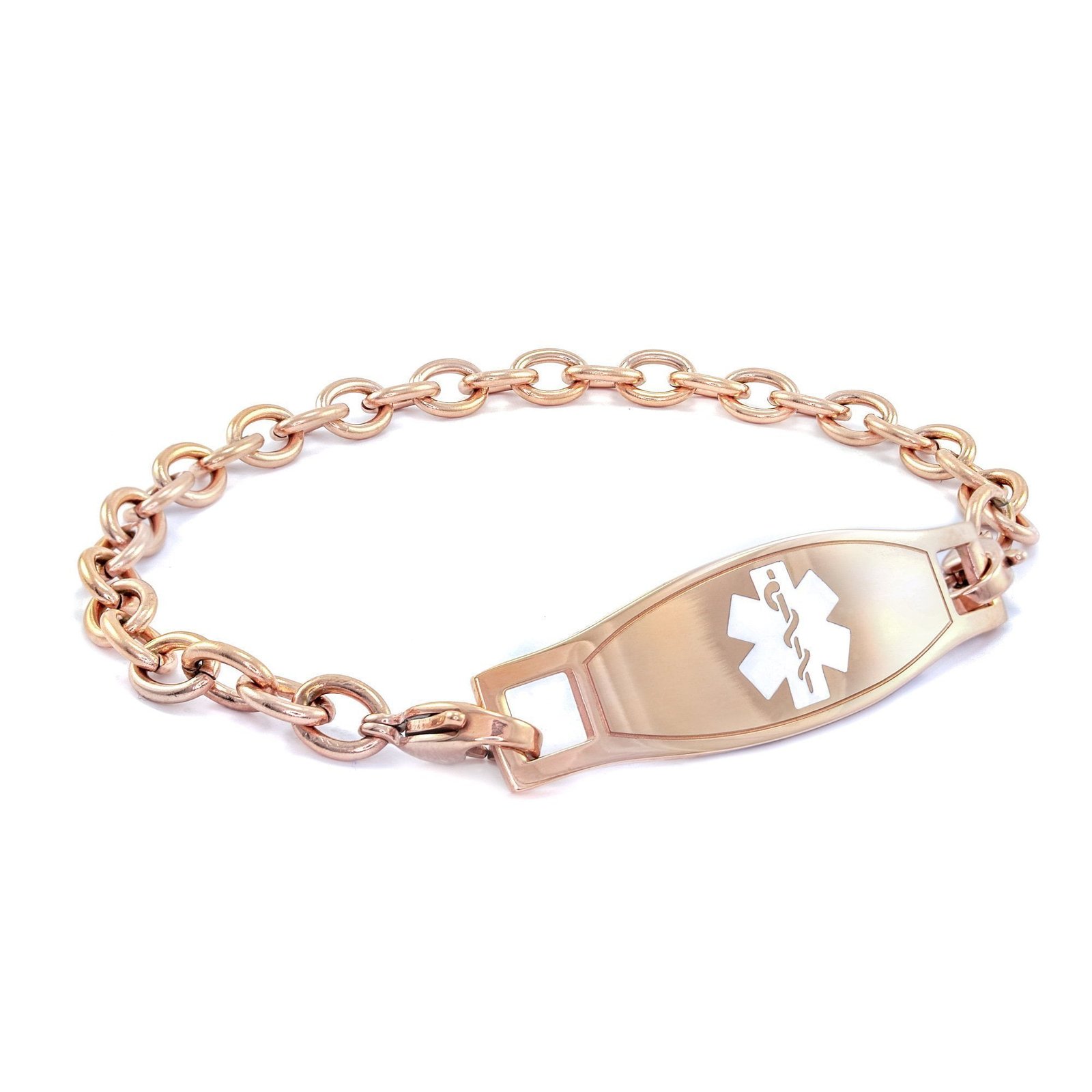 Small Link Medical Alert Bracelet in Rose Gold 5mm (MBRSR