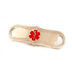 Medical ID Tag in 316L Stainless Steel Rose Gold Finish with Red Enamel Logo (TAG-RRD3)