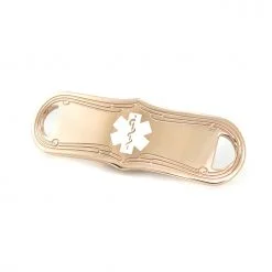 Medical ID Tag in 316L Stainless Steel Rose Gold Finish with White Enamel Logo (TAG-RWT3)