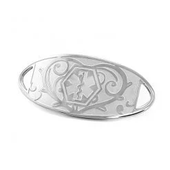 Medical ID Tag in 316L Stainless Steel with Embossed Heart Filigree Logo (TAG-SEH1)