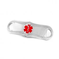 Medical ID Tag in 316L Stainless Steel with Red Enamel Logo (TAG-SRD3)