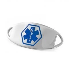 Medical ID Tag in 316L Stainless Steel with Blue Enamel Logo (TAG-BLU1)