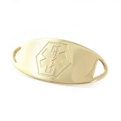 Medical ID Tag in 316L Stainless Steel Yellow Gold Finish with Embossed Logo (TAG-GEM1)