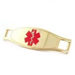 Medical ID Tag in 316L Stainless Steel Yellow Gold Finish with Red Enamel Logo (TAG-GRD2)