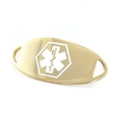 Medical ID Tag in 316L Stainless Steel Yellow Gold Finish with White Enamel Logo (TAG-GWT1)