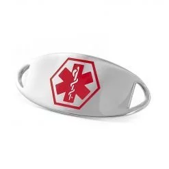 Medical ID Tag in 316L Stainless Steel with Red Enamel Logo (TAG-RED1)