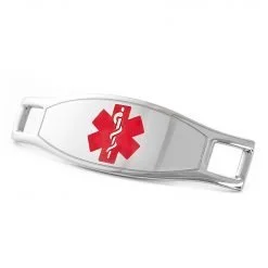 Medical ID Tag in 316L Stainless Steel with Red Enamel Logo (TAG-RED2)