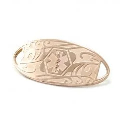 Medical ID Tag in 316L Stainless Steel Rose Gold Finish with Embossed Filigree Logo (TAG-REF1)