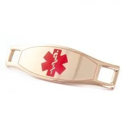Medical ID Tag in 316L Stainless Steel Rose Gold Finish with Red Enamel Logo (TAG-RRD2)