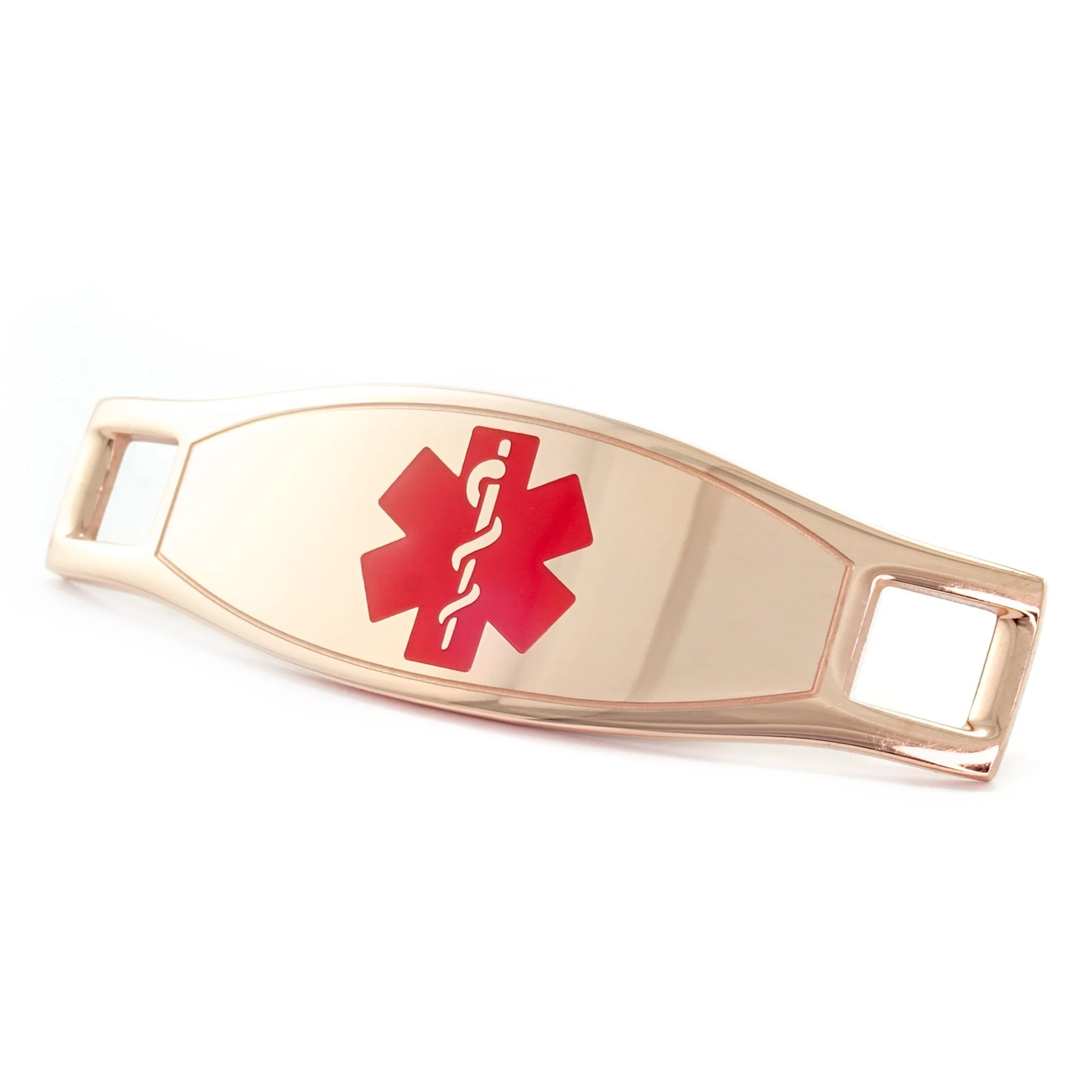 Medical ID Tag in 316L Stainless Steel Rose Gold Finish with Red Enamel Logo (TAG-RRD2)
