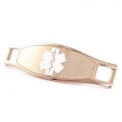 Medical ID Tag in 316L Stainless Steel Rose Gold Finish with White Enamel Logo (TAG-RWT2)