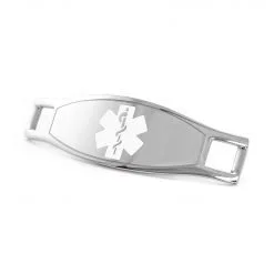 Medical ID Tag in 316L Stainless Steel with White Enamel Logo (TAG-WHT2)