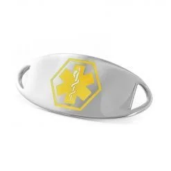 Medical ID Tag in 316L Stainless Steel with Yellow Enamel Logo (TAG-YEL1)