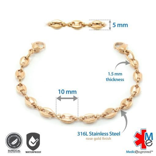 5mm Mariner Link Stainless Steel Replacement / Add-on Bracelet in Yellow Gold finish (bracelet only - tag not included) - BRAC-MAR5 - Image 2