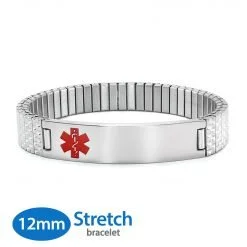 Expandable Stretch Band in 316L Stainless Steel with Medical ID Tag - 12mm (ST12-SRD)