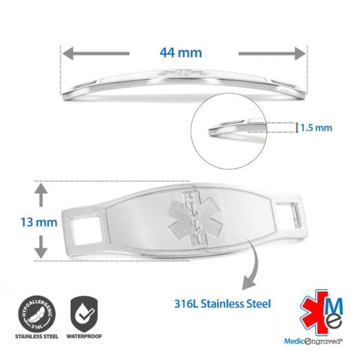 Medical ID Tag in 316L Stainless Steel with Red Enamel Logo (TAG-RED2) - Image 3