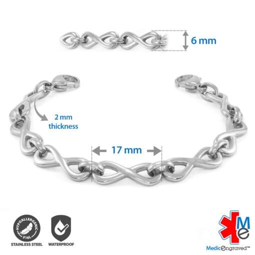 6mm Infinity Link Stainless Steel Replacement / Add-on Bracelet (bracelet only - tag not included) - BRAC-IFS6 - Image 2