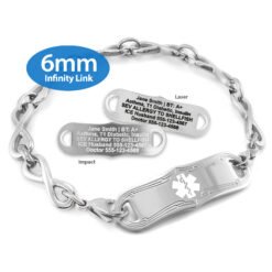 Infinity Bracelet in Stainless Steel with Medical ID Tag - 6mm (IFS6-3)