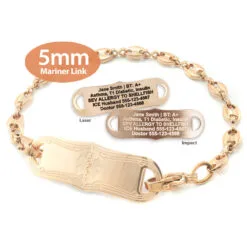 Mariner Bracelet in Stainless Steel Rose Gold Finish with Medical ID tag - 5mm (MAR5-3)