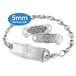 Mariner Bracelet in Stainless Steel with Medical ID Tag - 5mm (MAS5-3)