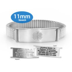 Expandable Stretch Band in 316L Stainless Steel with Medical ID Tag - 11mm (ST11-SEM)