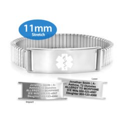Expandable Medical ID Stretch Band with Stainless Steel Finish - 11mm (ST11-SWT)