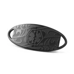 Discreet Embossed Filigree Medical Tag in Stainless Steel Black Finish - TAG-BEF1
