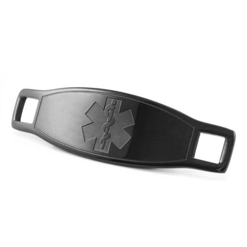 Medical ID Tag in 316L Stainless Steel Black Finish with Discreet Embossed Logo (TAG-BEM2)