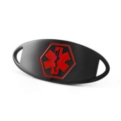 Medical ID Tag in 316L Stainless Steel Black Finish with Red Enamel Logo (TAG-BRD1)