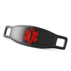 Medical ID Tag in 316L Stainless Steel Black Finish with Red Enamel Logo (TAG-BRD2)