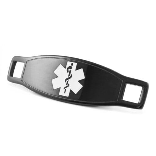 Medical ID Tag in 316L Stainless Steel Black Finish with White Enamel Logo (TAG-BWT2)