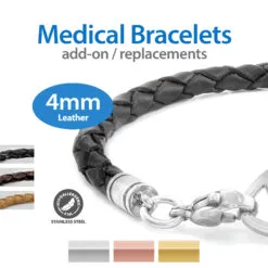 4mm Leather Add-on Bracelets (leather bracelet only ? tag not included) - BRAC-FL4