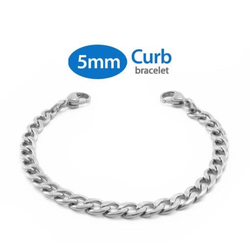 5mm Curb Link Stainless Steel Replacement / Add-on Bracelet (bracelet only - tag not included) - BRAC-CS5