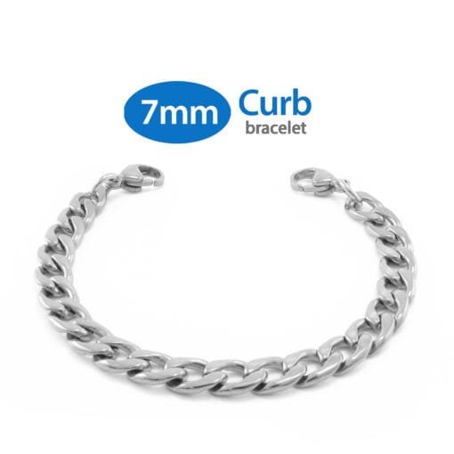 7mm Curb Link Stainless Steel Replacement / Add-on Bracelet (bracelet only - tag not included) - BRAC-CS7