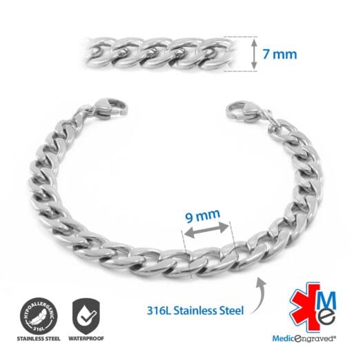 7mm Curb Link Stainless Steel Replacement / Add-on Bracelet (bracelet only - tag not included) - BRAC-CS7 - Image 2