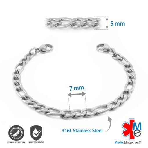 5mm Figaro Link Stainless Steel Replacement / Add-on Bracelet (bracelet only - tag not included) - BRAC-FS5 - Image 2