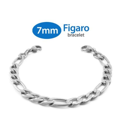 7mm Figaro Link Stainless Steel Replacement / Add-on Bracelet (bracelet only - tag not included) - BRAC-FS7