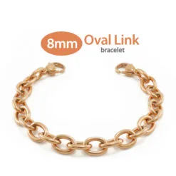 8mm Oval Link Stainless Steel Replacement / Add-on Bracelet in Rose Gold finish (bracelet only - tag not included) - BRAC-LR8