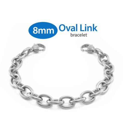 8mm Oval Link Stainless Steel Replacement / Add-on Bracelet (bracelet only - tag not included) - BRAC-LS8