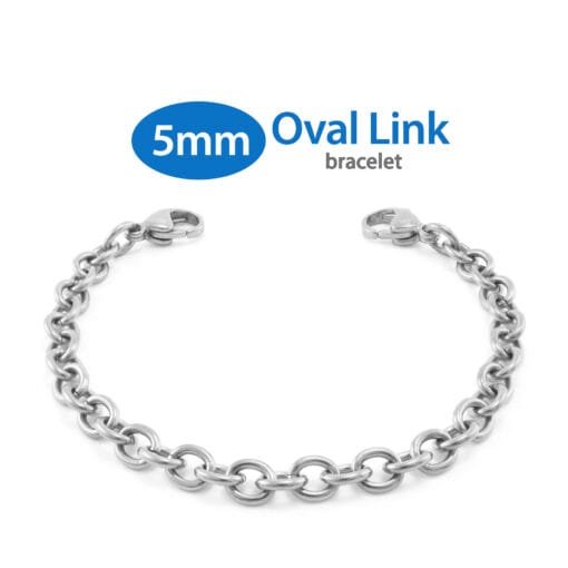 5mm Oval Link Stainless Steel Replacement / Add-on Bracelet (bracelet only - tag not included) - BRAC-SS5