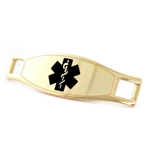 Medical ID Tag in 316L Stainless Steel Yellow Gold Finish with Black Enamel Logo (TAG-GBK2)