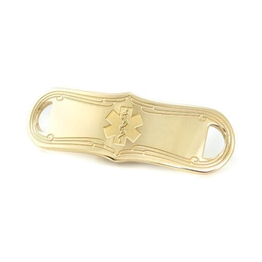 Medical ID Tag in 316L Stainless Steel Yellow Gold Finish with Embossed Logo (TAG-GEM3)