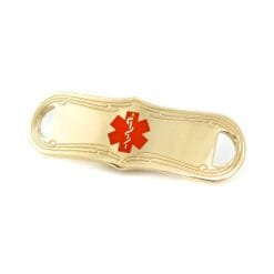 Medical ID Tag in 316L Stainless Steel Yellow Gold Finish with Red Enamel Logo (TAG-GRD3)