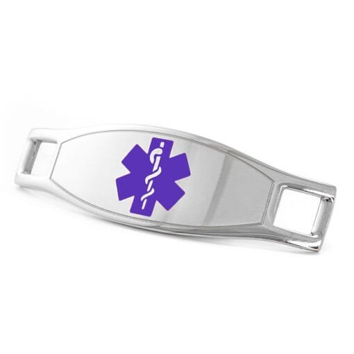 Medical ID Tag in 316L Stainless Steel with Purple Enamel Logo (TAG-PUR2)