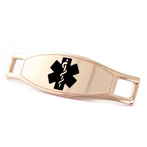 Medical ID Tag in 316L Stainless Steel Rose Gold Finish with Black Enamel Logo (TAG-RBK2)