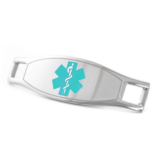 Medical ID Tag in 316L Stainless Steel with Teal Enamel Logo (TAG-TEA2)