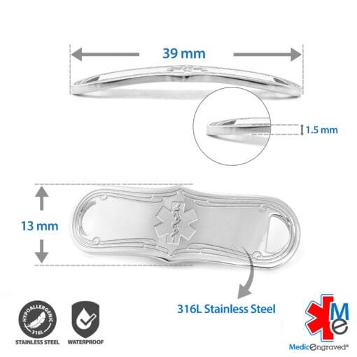 Medical ID Tag in 316L Stainless Steel with Embossed Logo (TAG-SEM3) - Image 3