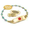 Heart Bracelet in Stainless Steel Rainbow Yellow Gold Finish with Medical ID Tag - 5mm (HTGR5-3)